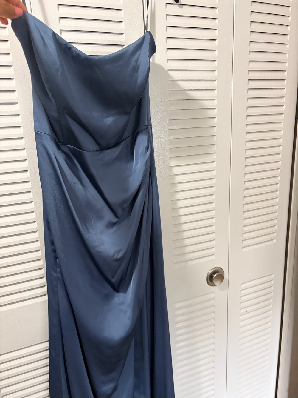 Elegant Satin bridesmaids Dress in French matte Blue